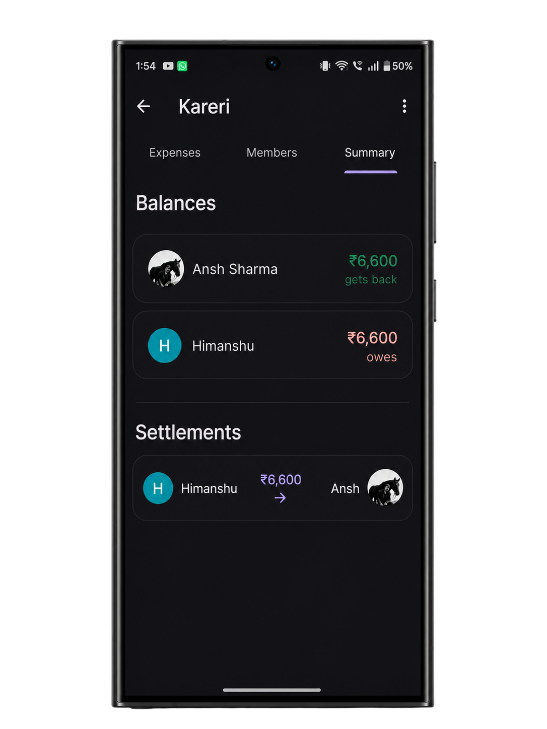 SplitTrip Summary Screen